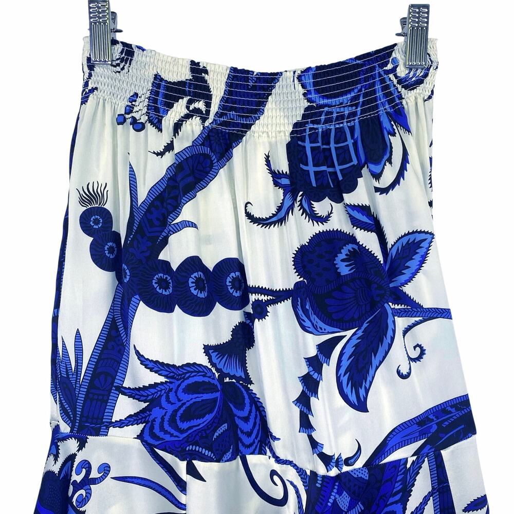 AGUACLARA Swimwear Maxi Skirt Sz M 100% Silk Shangri La Azul Peacock Resortwear - Picture 5 of 9